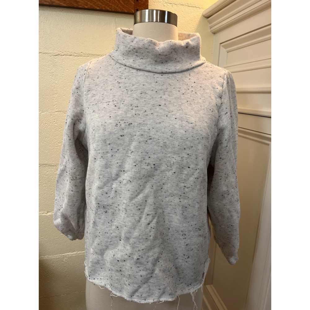 Madewell MWL Gray Crop Long Sleeve‎ Sweatshirt Organic Cotton Sweater Sz Small